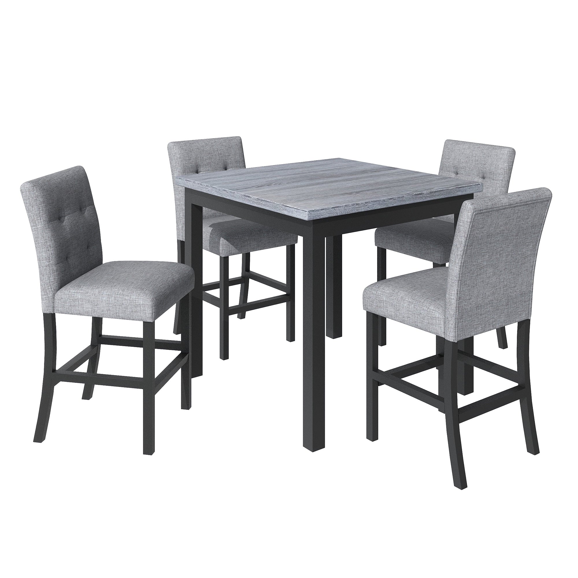 Harper & Bright Designs 5 Piece Dining Table Set Counter Height Dining Set with Classic Elegant Rectangel Table and 4 Padded Chairs for Kitchen Dining Room, Black and Beige