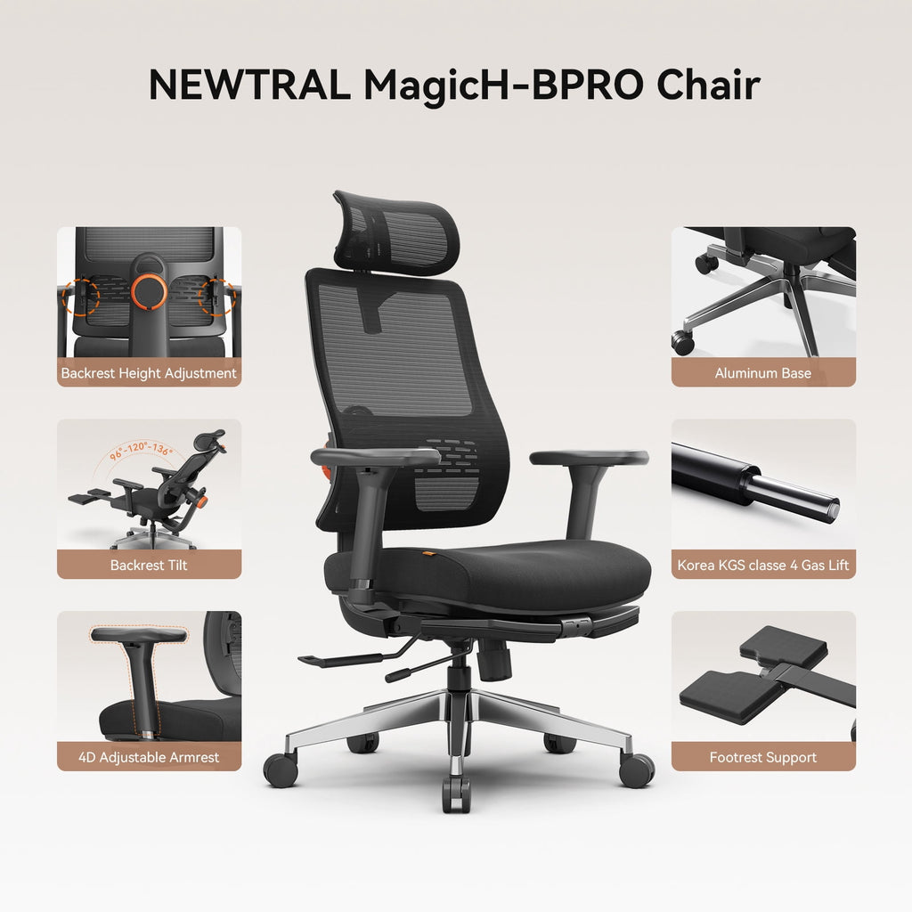 Newtral MagicH-PRO Ergonomic Chair with Laptop Tray for Home Office & Gaming