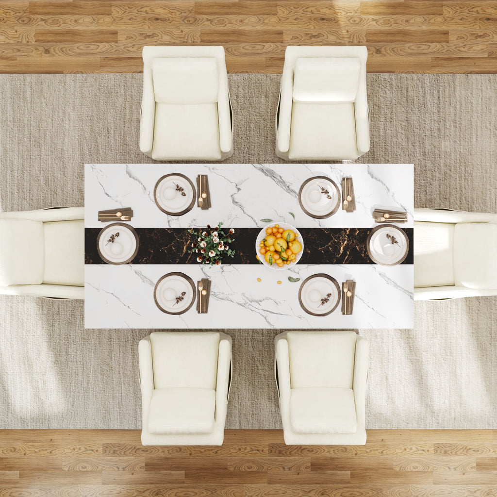 71 inch Large Rectangular Dining Table for 6-8 People, Dining Table with Marble-Color Wood Waterproof Tabletop and Adjustable Leg, 6ft Luxurious Family Dinner Table for Office Kitchen Living Room