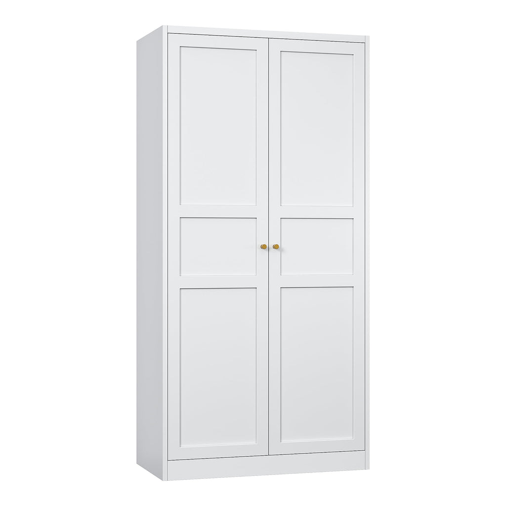 STANI Metal Wardrobe Closet with Hanging Rod, 72 White Armoire Wardrobe Cabinet with Adjustable Shelves, Clothes Storage Organizer Cabinets for Bedroom, Bathroom, Office