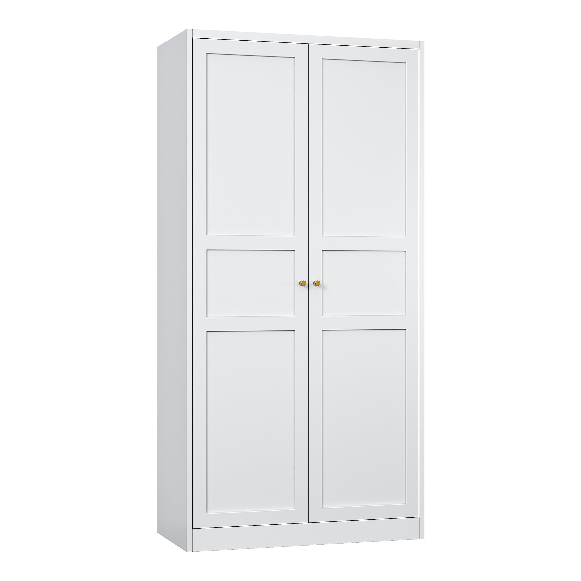 STANI Metal Wardrobe Closet with Hanging Rod, 72 White Armoire Wardrobe Cabinet with Adjustable Shelves, Clothes Storage Organizer Cabinets for Bedroom, Bathroom, Office