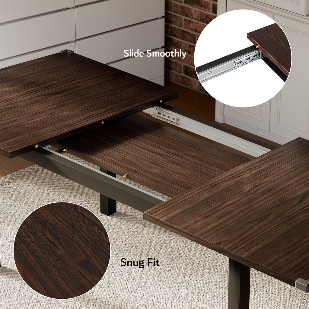 Virans 7-Piece Dining Table & Chairs Set for 4-6, 63 Extendable Kitchen Table with 6 Chairs, Dining Room Table with Metal Frame & MDF Board, Perfect for Small Space, Easy Assembly,Espresso
