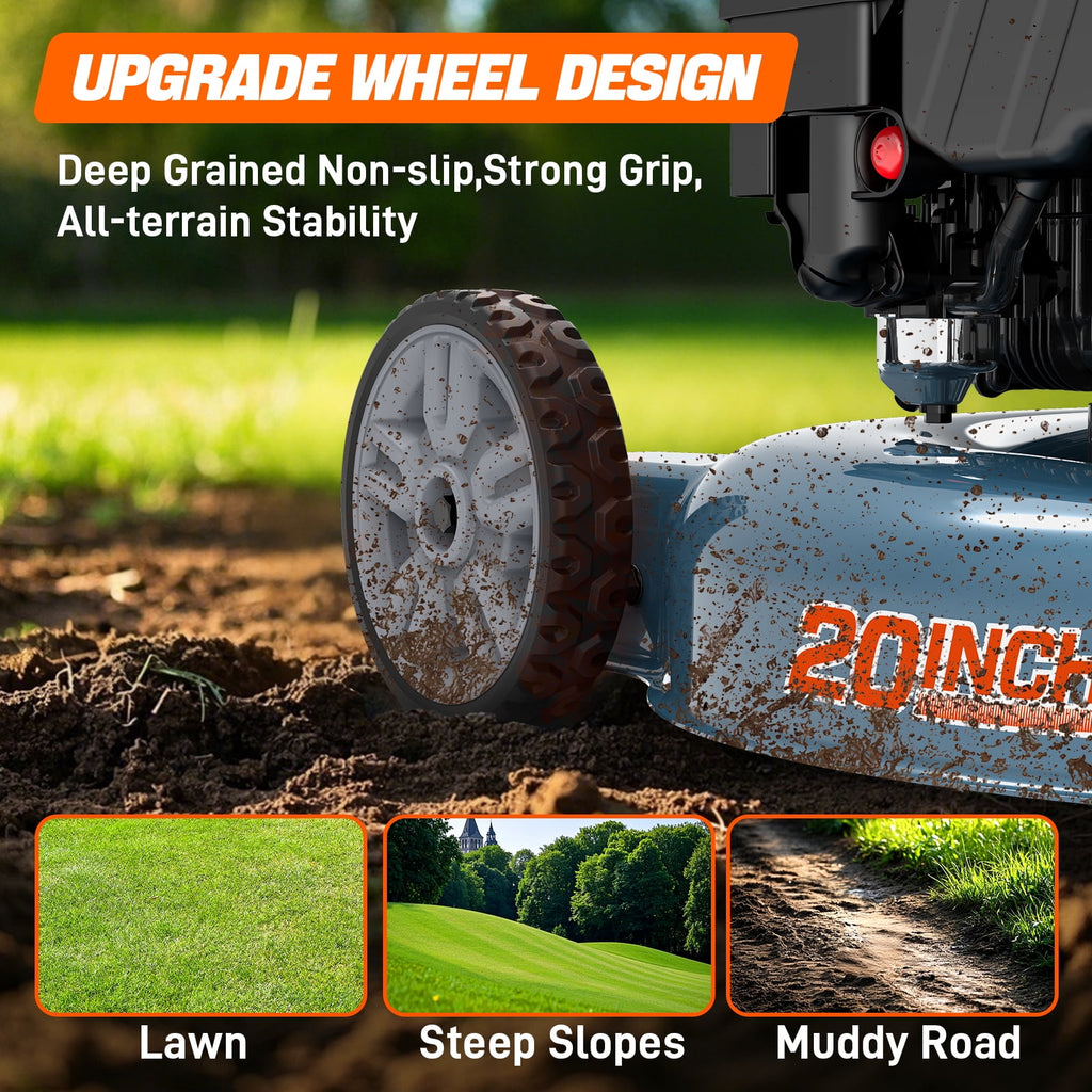 SENIX Gas Lawn mower, 20in Cutting Blade 21in Cutting Deck, 144cc 4-Cycle Engine, Steel Deck with Side Discharge, LSPG-L4