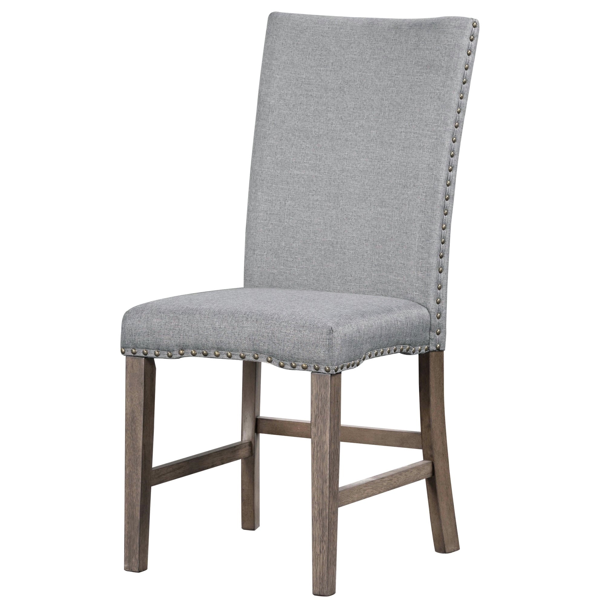 Harper & Bright Designs 7 Pieces Retro Dining Set for 6, Wood Rectangular Table with Designed Trestle Base and 6 Upholstered Chairs for Dining Room and Kitchen, Grey