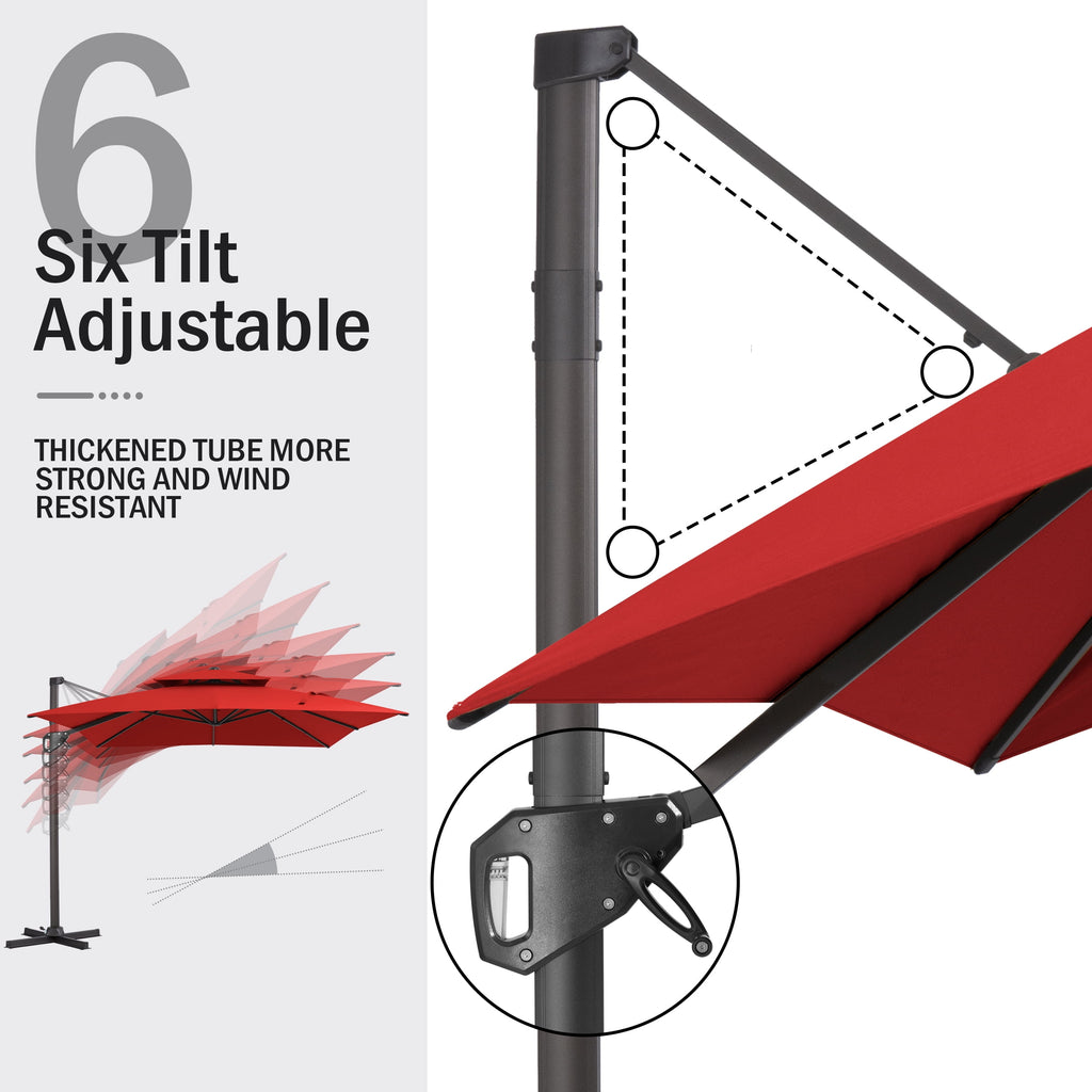 Pellebant 9' X 11' Patio Umbrella Outdoor Rectangle Umbrella Large Cantilever Umbrella Windproof Offset Heavy Duty Sun for Garden Deck Pool Patio