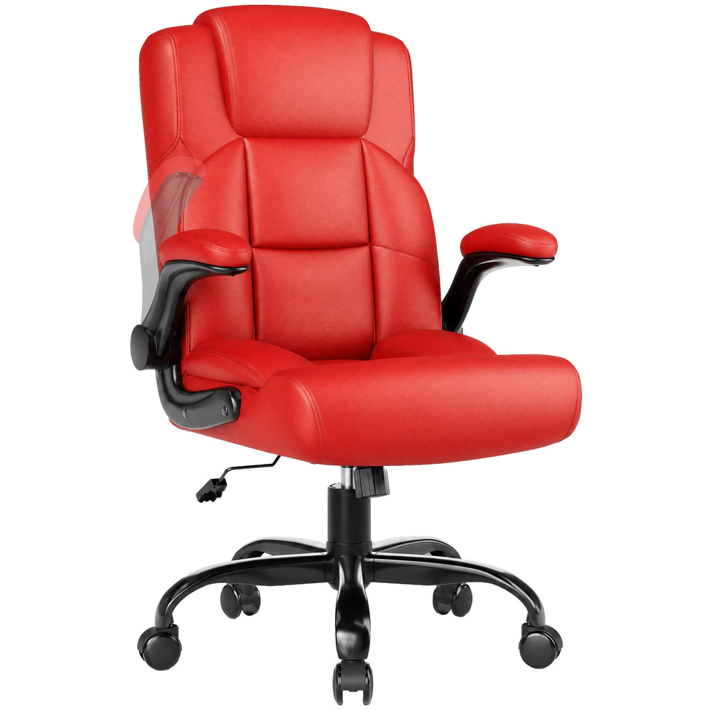 JONPONY Leather Office Chair, Big and Tall 500lbs Ergonomic Desk Chairs with Back Support, Executive Leather Chair with Wheels for Home Office, with Adjustable Padded Armrest & Lumbar Support , Black