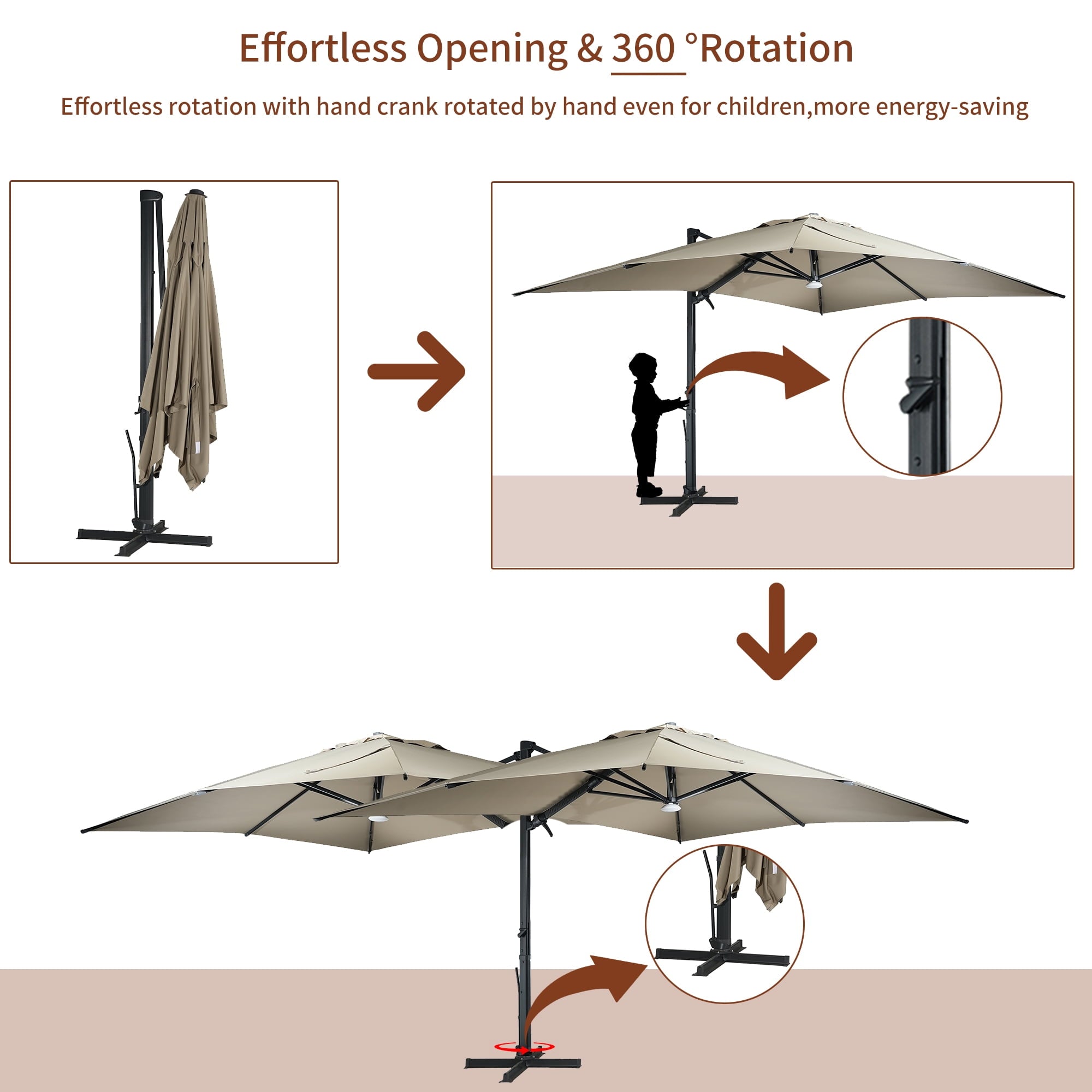 Mondawe 10x10ft Patio Umbrella Outdoor Square Large Cantilever Windproof Offset and Heavy Duty Sun Umbrella for Garden Deck Pool, Red