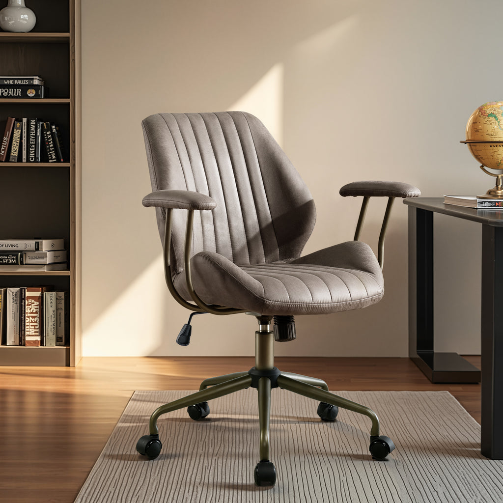 Toject Ergonomic Office Chair, High Back Big Comfy Home Office Chair with Lumbar Support, Mid-Century Modern Computer Executive Office Chair, Brown