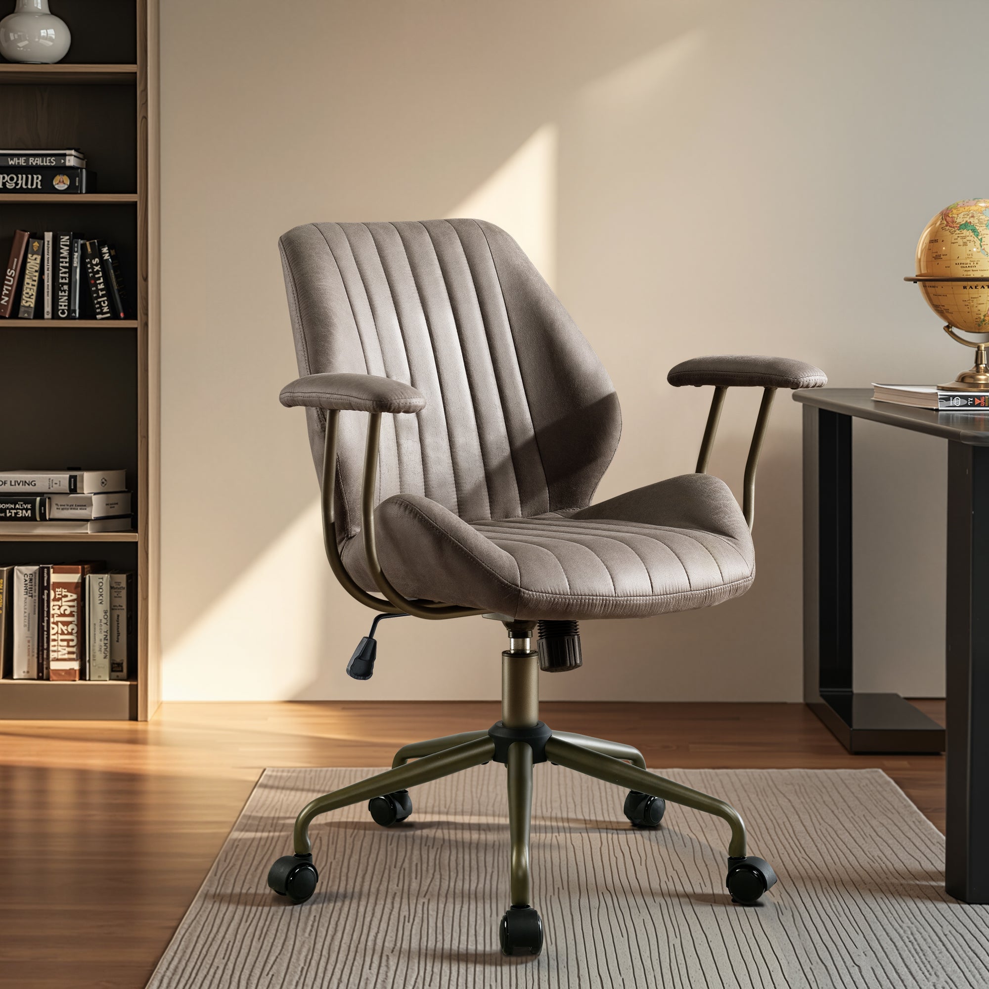 Toject Ergonomic Office Chair, High Back Big Comfy Home Office Chair with Lumbar Support, Mid-Century Modern Computer Executive Office Chair, Brown