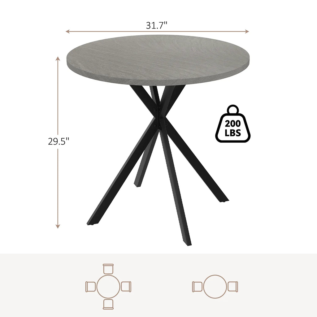 Small Round Dining Table for 2-4 People, 31.7 Modern Round Kitchen Table, Space-Saving Table for Living Dining Room, Coffee ,Apartment