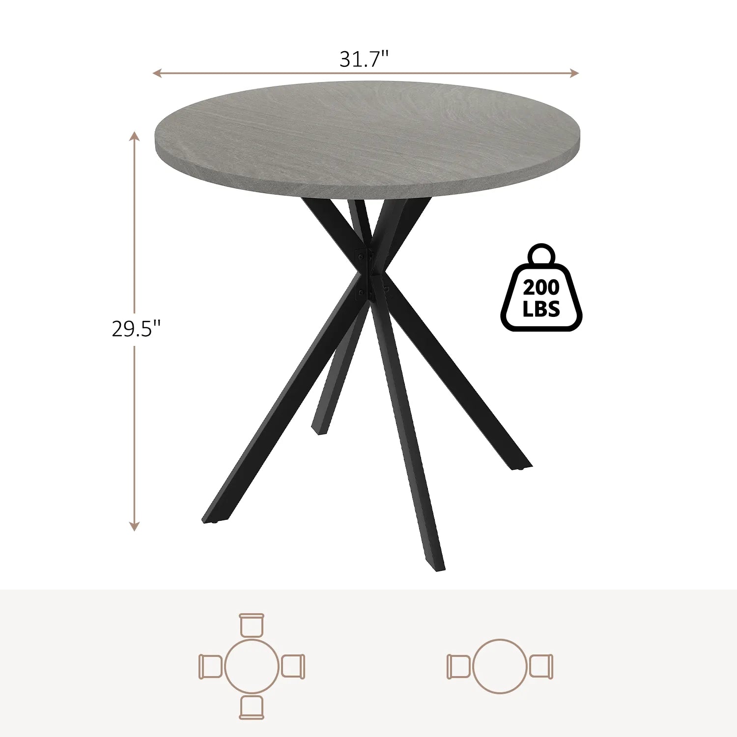 Small Round Dining Table for 2-4 People, 31.7 Modern Round Kitchen Table, Space-Saving Table for Living Dining Room, Coffee ,Apartment