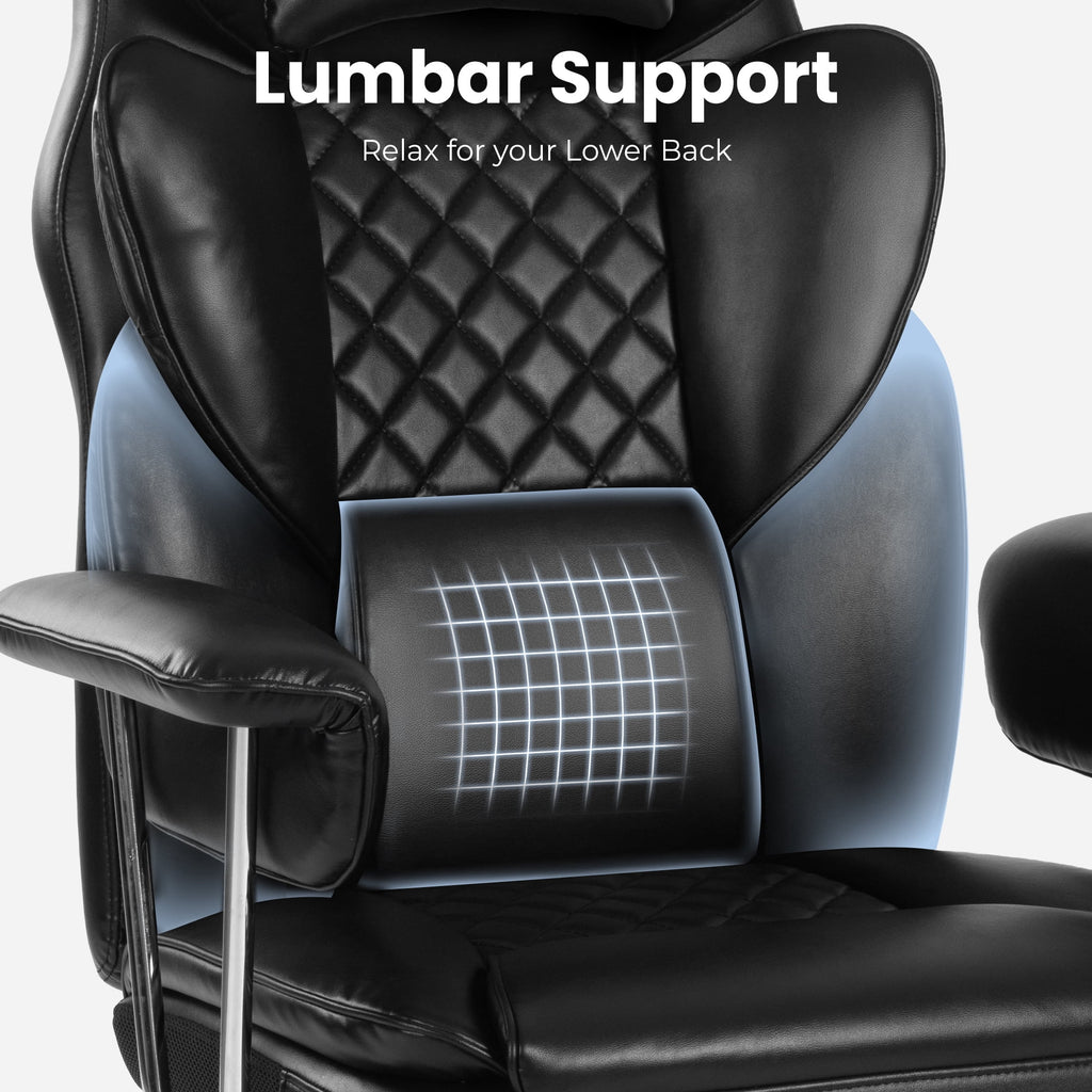 CELTOSS Executive Office Chair 400LBS, High Back Computer Chair with Arms and Footrest, Ergonomic Desk Chair with Lumbar Support, 90–135° Reclining Office Chairs for Home Work, Fabric Blue