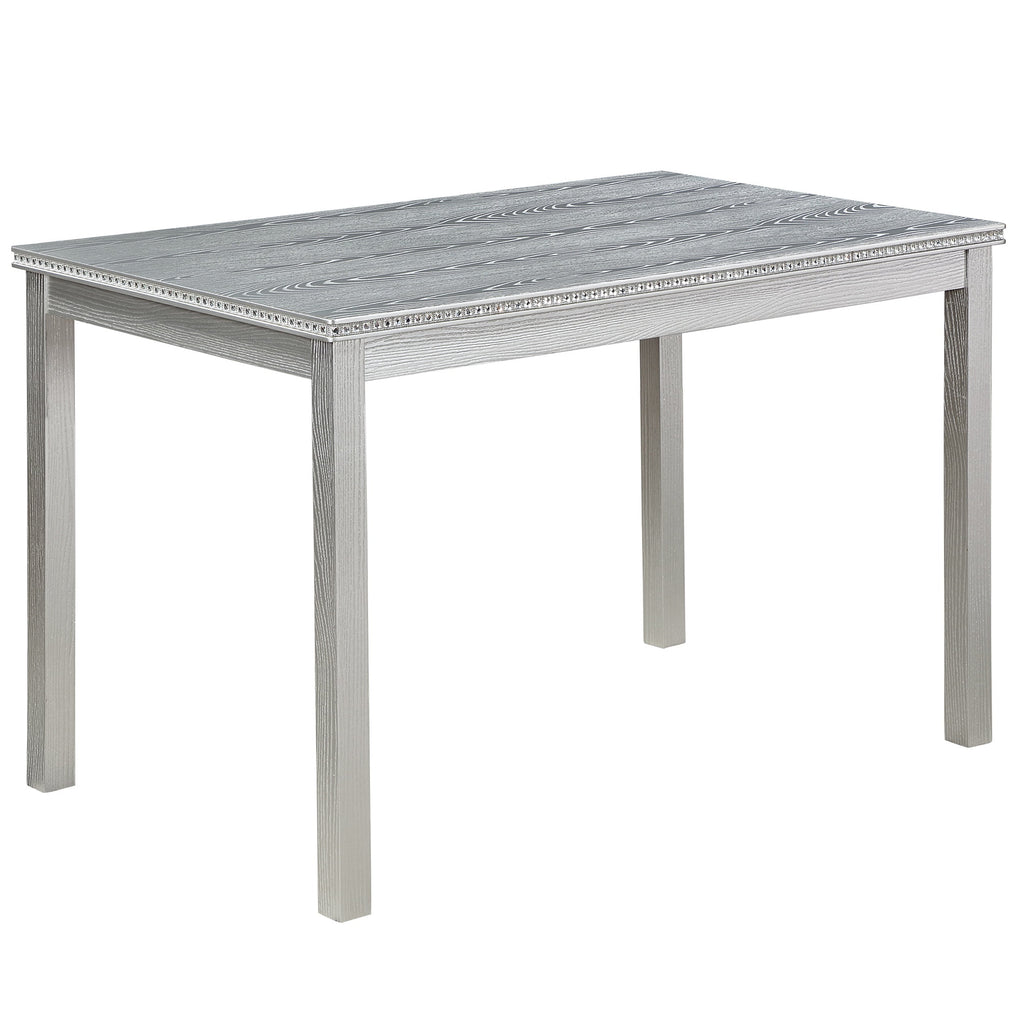 UHOMEPRO 5 Piece Dining Table Set, Modern Dining Table Sets with Rectangular Table and 4 Fabric Upholstered Chairs, Dining Set for Kitchen and Dining Room, White