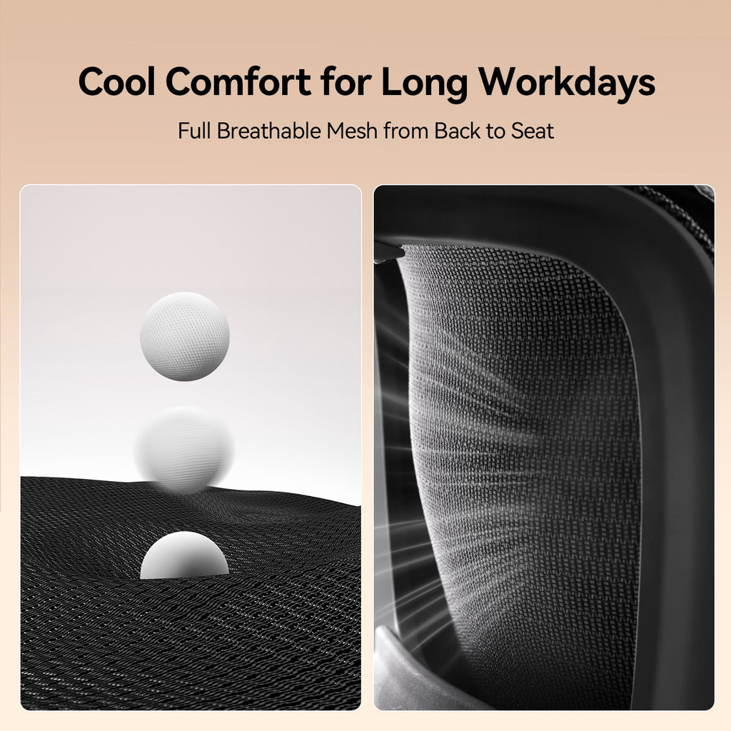 SIHOO B100 Ergonomic Office Chair, Task Chair with Zoned Back Support, 2D Wide Headrest Study Chair for Teenager, High Back Executive Chair for Home Office, White