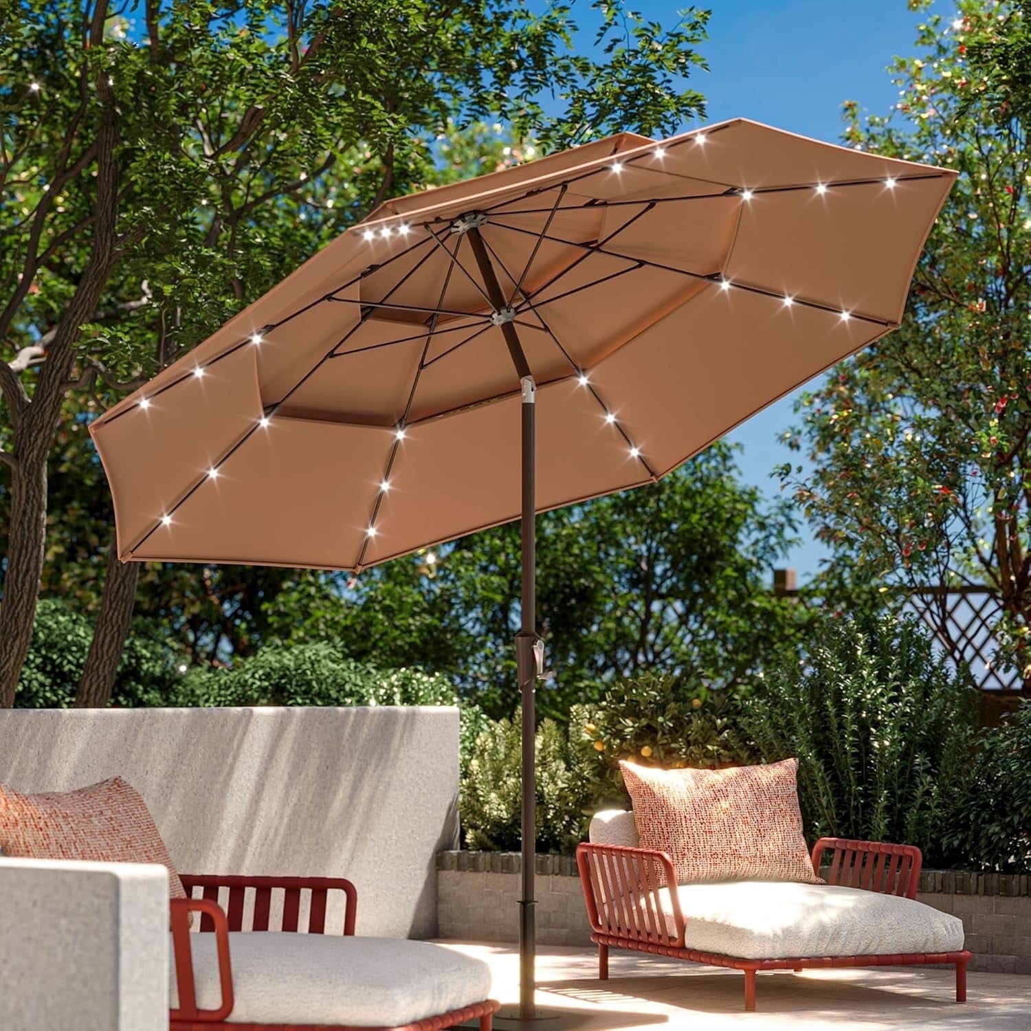 LAUSAINT HOME 10 Feet Patio Umbrella, Outdoor Large Cantilever Round Windproof Patio Offset Umbrella with 360° Rotation for Backyard, Gray