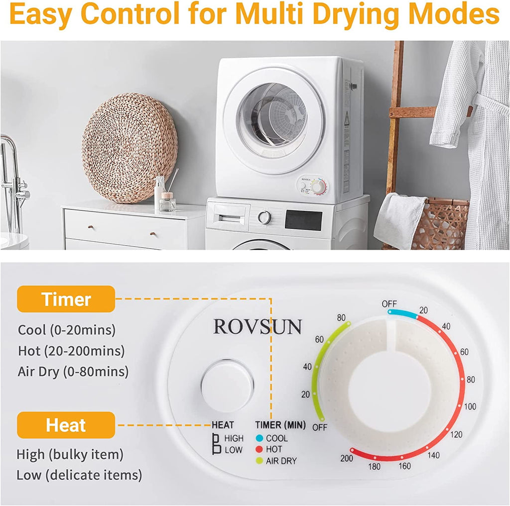RovSun 110V White Stainless Steel Electric Tumble Dryer