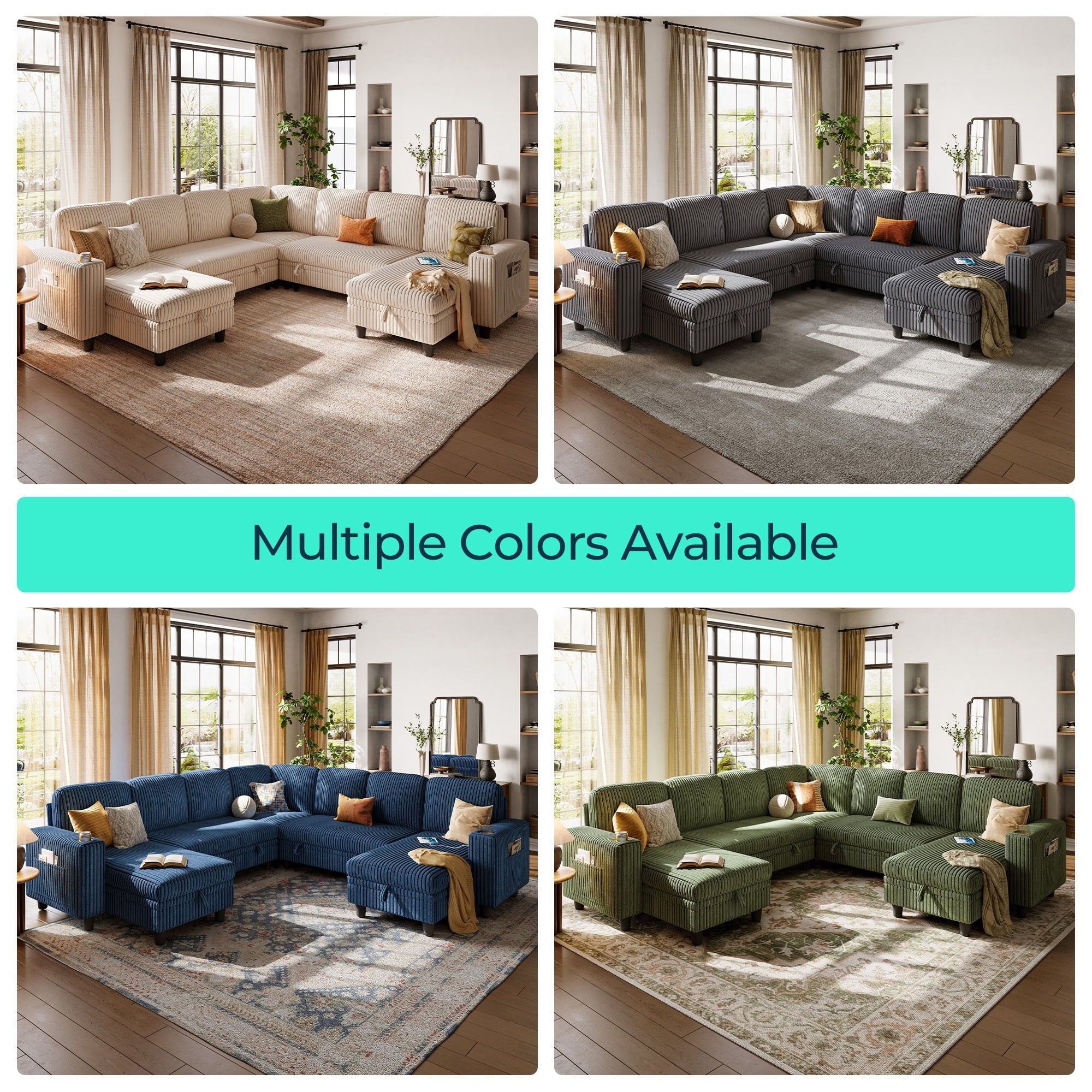 LINSY HOME L Shaped Sectional Couches for Living Room, Sleeper Sofa Bed with Reversible Storage Chaise, Pull Out Couch Bed with USB, Cup Holder, Black