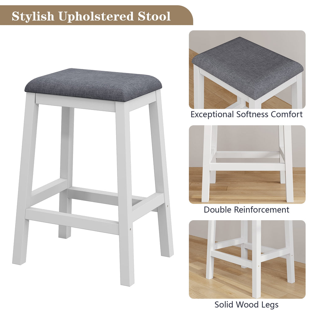 HLR 24.8 Bar Stools, Farmhouse Set of 2 Bar Chairs with Cushion for Kitchen, Dining Room, Cafe Black