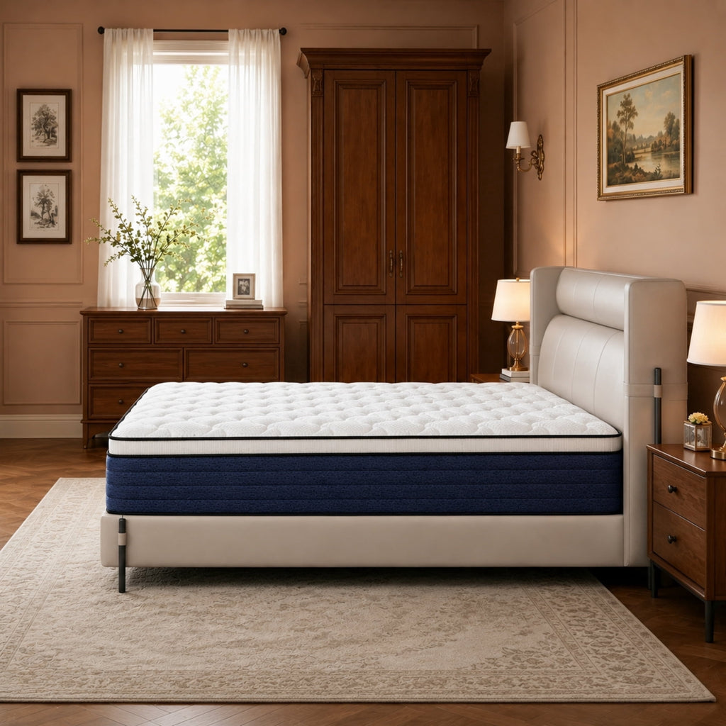 Lodeija 12 inch Queen Euro Top Hybrid Mattress,Pocket Spring,Breathable Knitted Fabric Pressure Relief,CertiPUR-US Certified,White