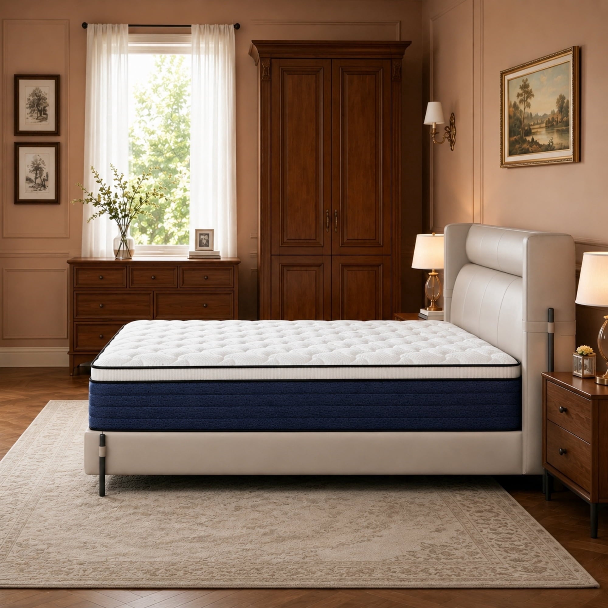 Lodeija 12 inch Queen Euro Top Hybrid Mattress,Pocket Spring,Breathable Knitted Fabric Pressure Relief,CertiPUR-US Certified,White