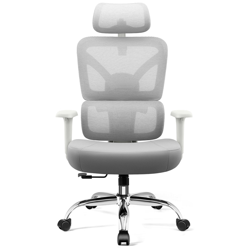 COOLHUT Ergonomic Mesh Office Chair with Footrest, Big and Tall Computer Desk Chair with Adjustable Lumbar Support, Headrest and Armrest, High Back Home Office Chair for Workspace, 300LBS, Black