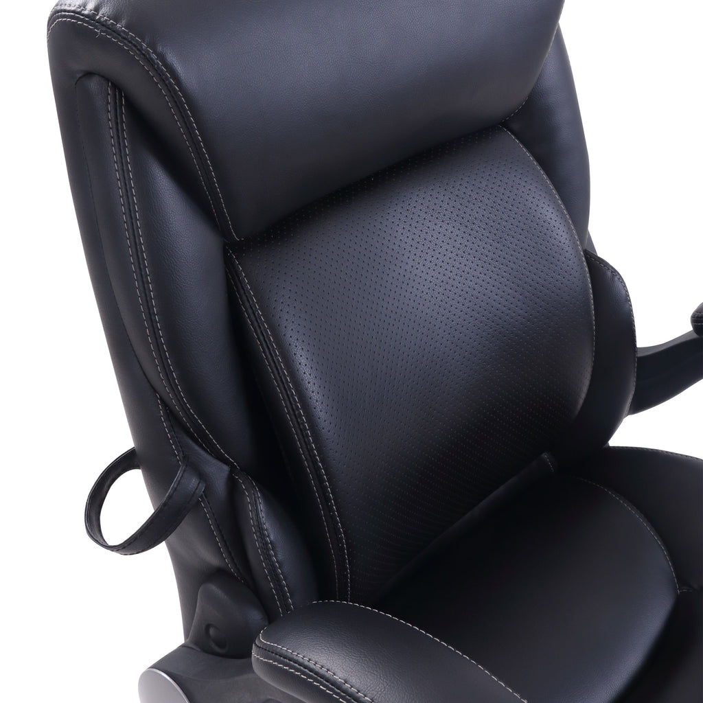 Serta Air Lumbar Bonded Leather Manager Office Chair, Gray Faux Leather