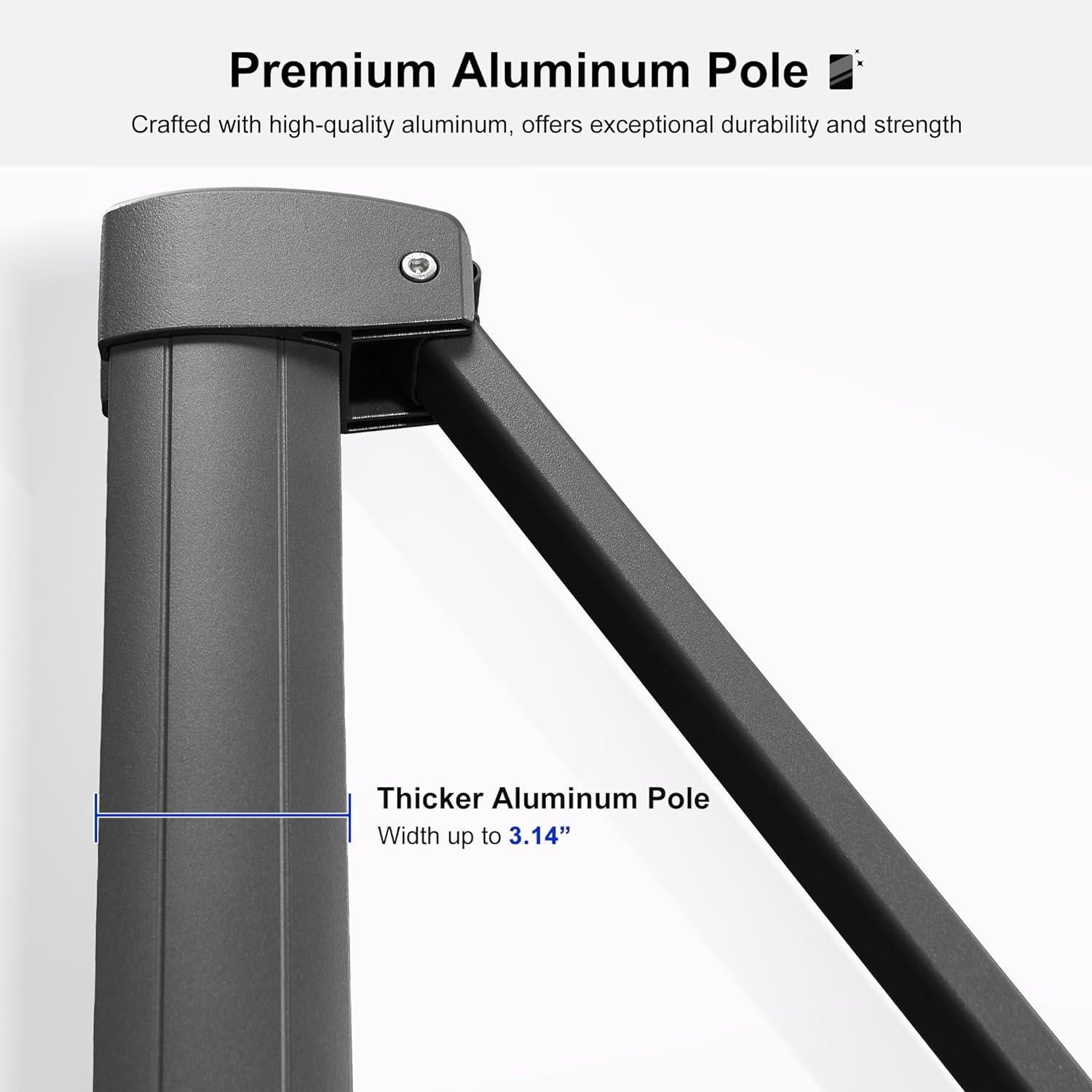 PURPLE LEAF 10' X 13' Rectangle Cantilever Umbrella with Base Outdoor Large Aluminum Patio Umbrella with 3-Year Fade Resistance Recycled Fabric and 360-degree Rotation for Deck Pool, Graphite Grey