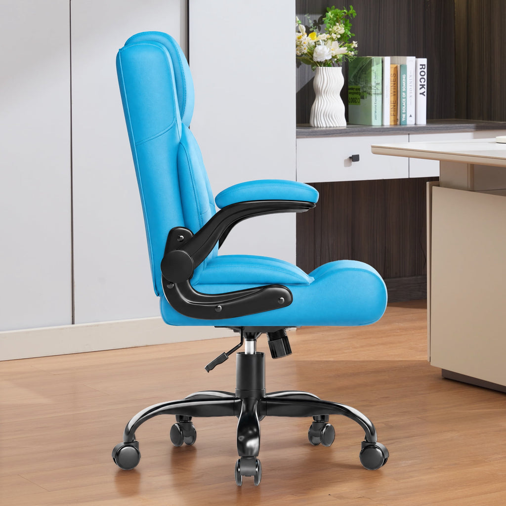 JONPONY Leather Office Chair, Big and Tall 500lbs Ergonomic Desk Chairs with Back Support, Executive Leather Chair with Wheels for Home Office, with Adjustable Padded Armrest & Lumbar Support , Black