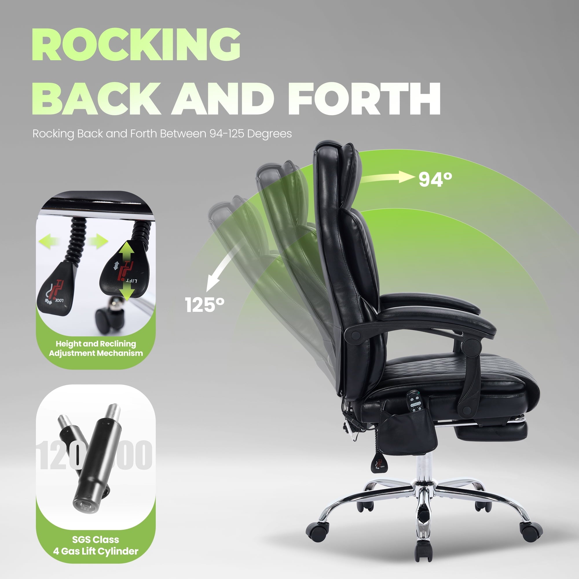 EOP Massage Office Chair with Heat and 6 Vibration Points, 500LBS Big and Tall Executive Office Chair with Adjustable Headrest, Ergonomic Computer Desk Chair with Footrest, Black