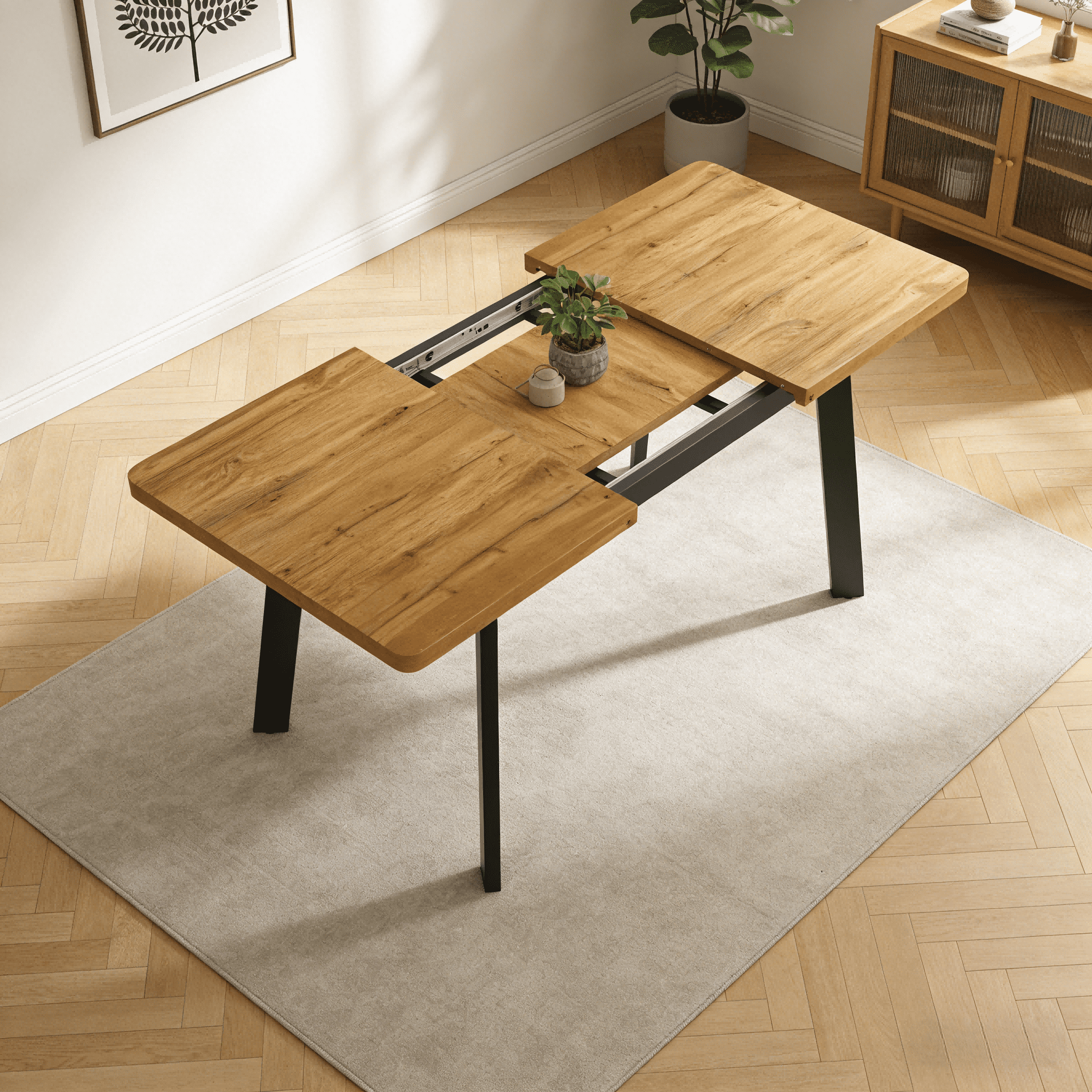 63.2-78.2 Extendable Dining Room Table,Modern MDF Dining Table Set for 4-8,Space Saving Dining Room Table Compact for Living Room, Apartment