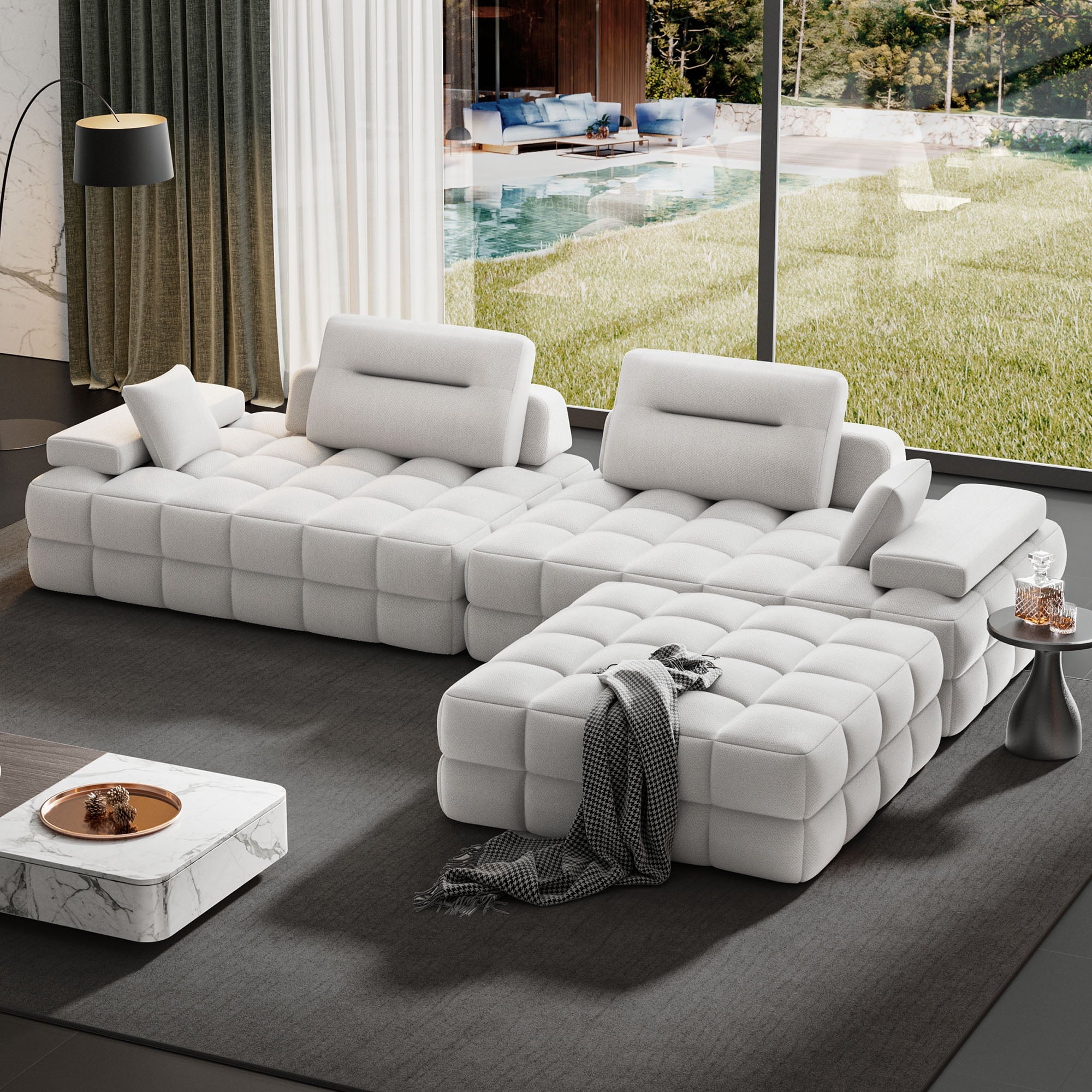 71 High Backrest Sofa for Small Spaces, Compressed Corduroy Couch with Deep Seating for Living Room, Bedroom, Dark Grey