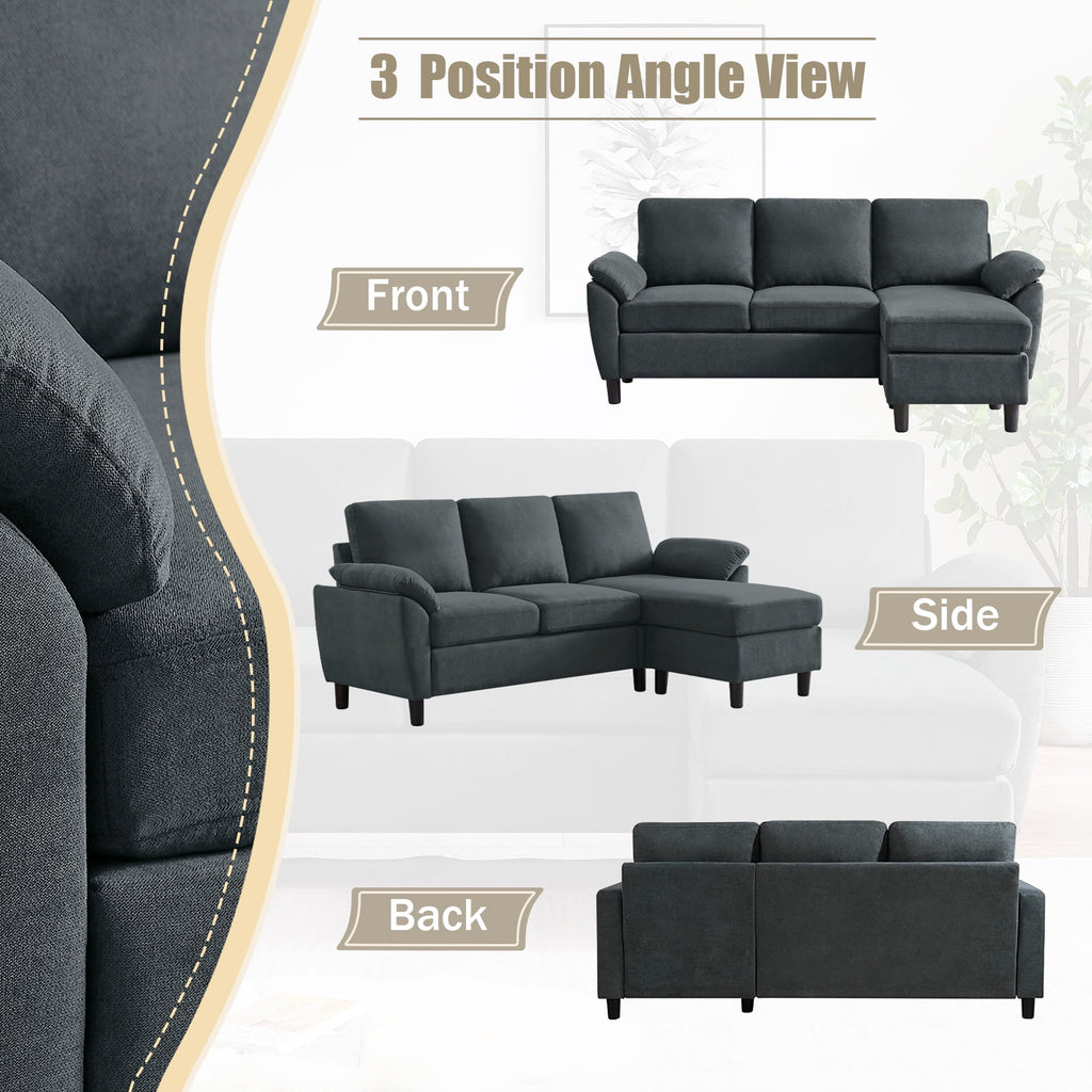 Jarenie 80 Convertible Sectional Sofa, Small L Shaped 3 Seat Couch with Reversible Storage Chaise, Modern Polyester Fabric Sofa Couches for Living Room, Apartment and Small Space, Beige