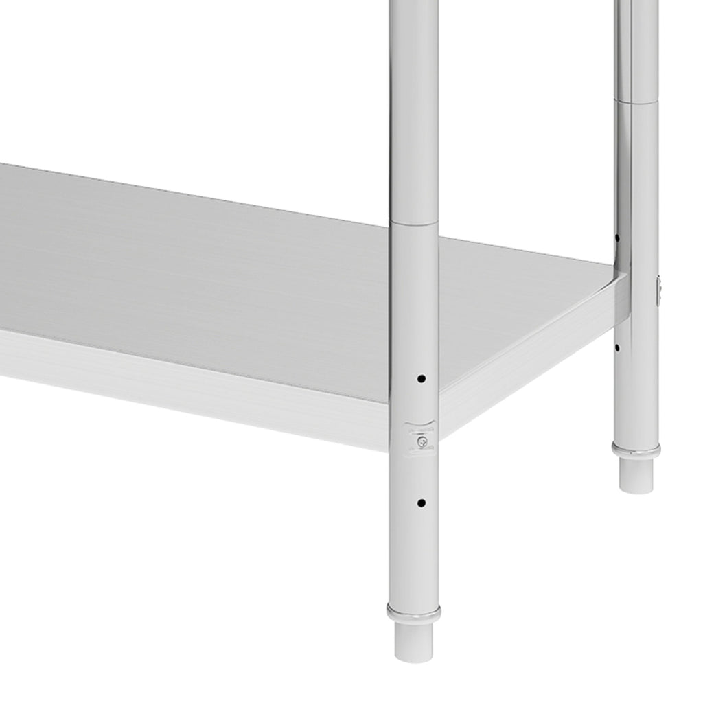 ModFusion 60x24 Heavy-Duty Stainless Steel Workbench with Adjustable Kitchen Rack, 5'x2'x2.8' ft Metal Prep Detailing Table, Home Steel Shelving, Utility Tools