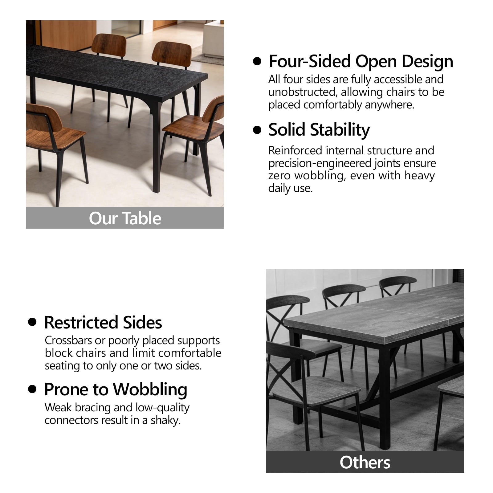 Ktaxon 70.8 Dining Table for 6~8, Farmhouse Kitchen Table Large Rectangle Dinner Table for Home, Dining Room, Kitchen, Brown
