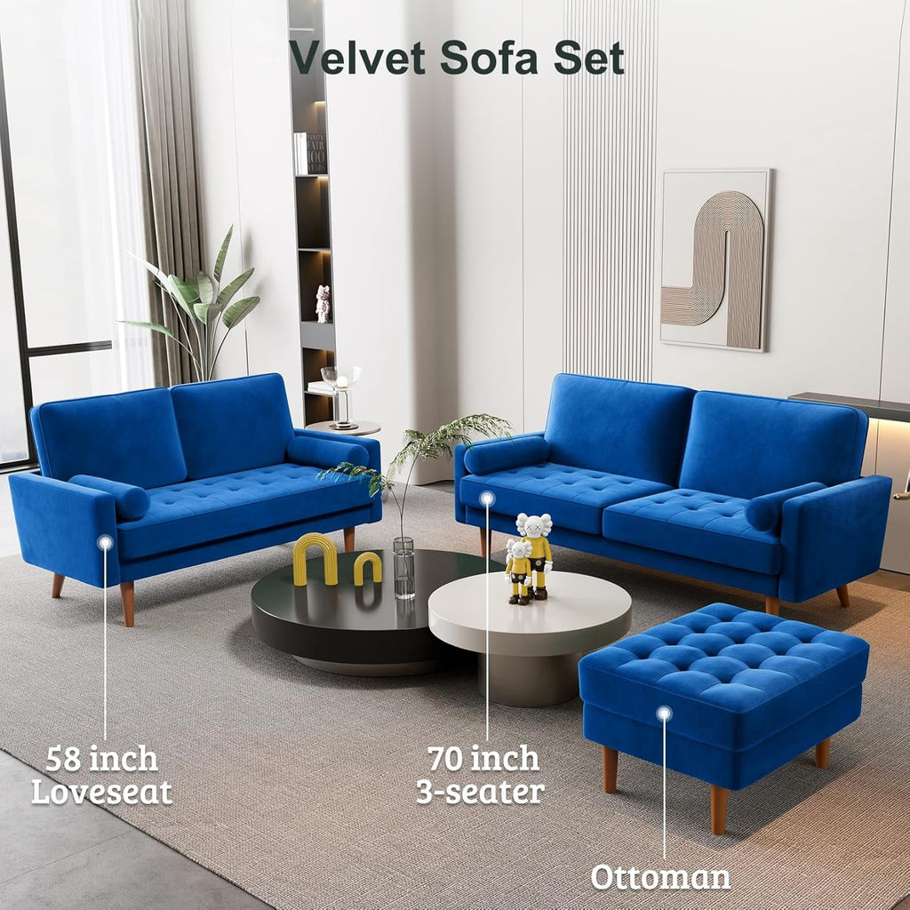 Neche Sofa for Living Room,Solid Wood Foot, 2 Seater Small Modern Loveseat Couch in a Box  - Black