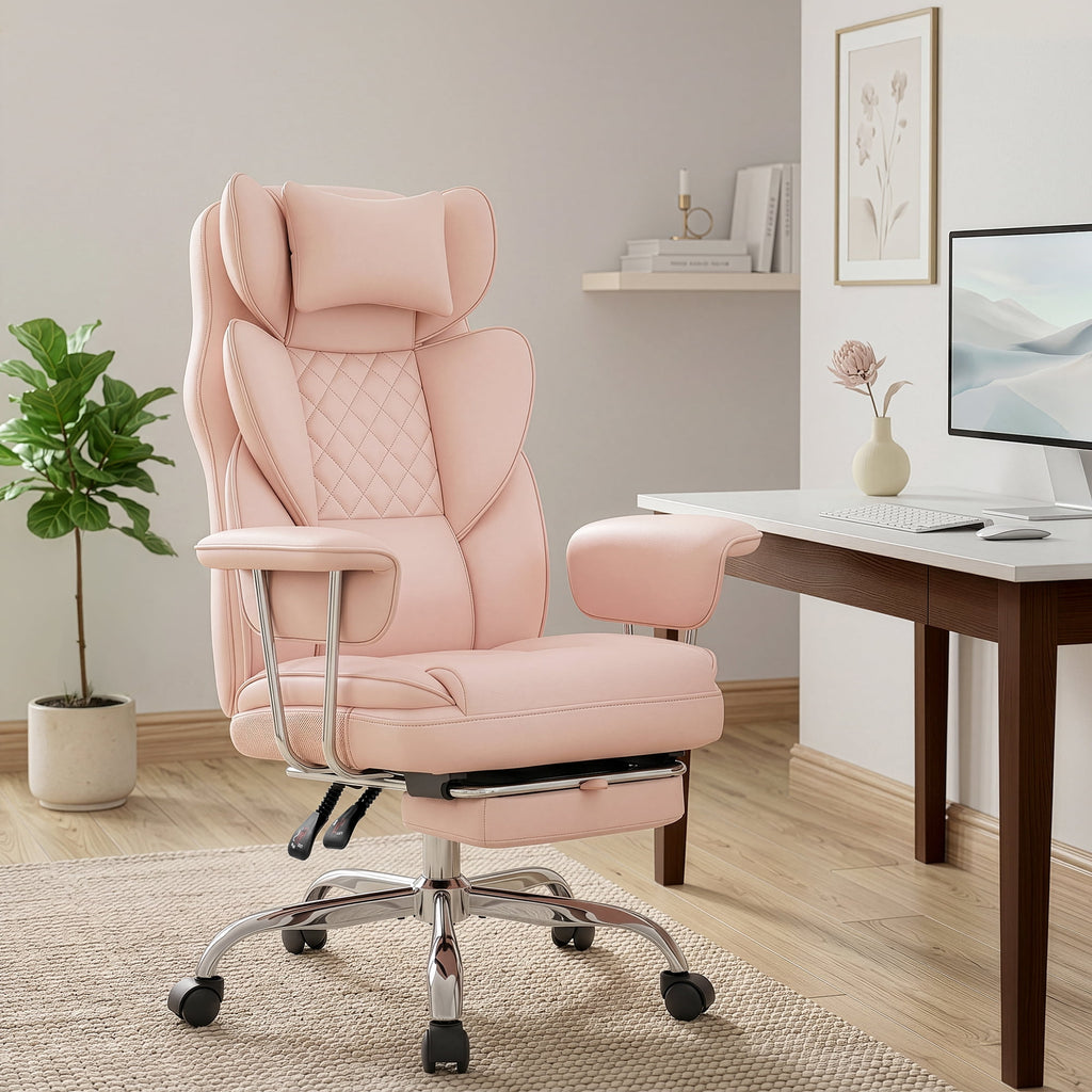 CELTOSS Executive Office Chair 400LBS, High Back Computer Chair with Arms and Footrest, Ergonomic Desk Chair with Lumbar Support, 90–135° Reclining Office Chairs for Home Work, Fabric Blue
