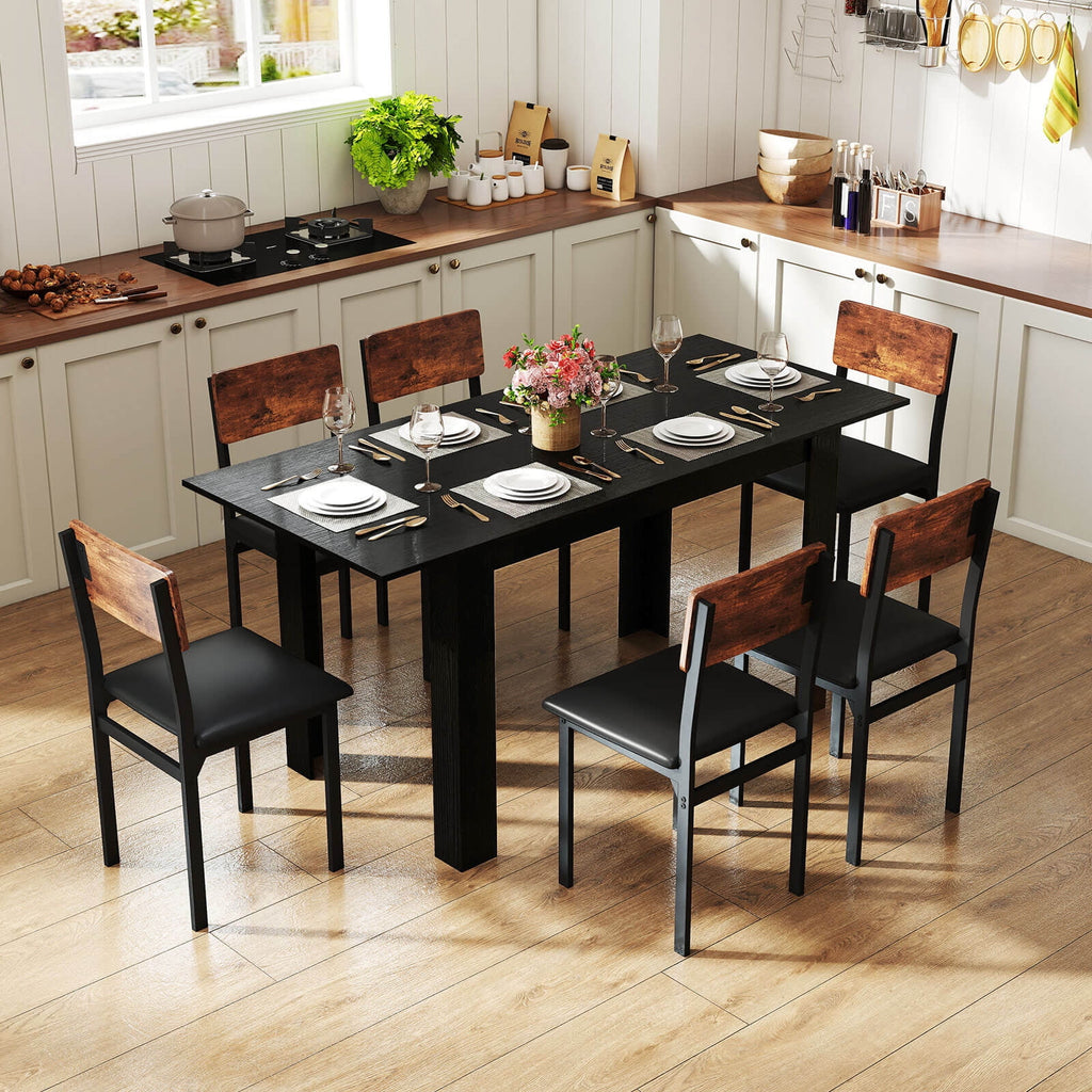 Costway 47”-62” Extendable Dining Table for 4-8 People for Dining Room Home Office Brown