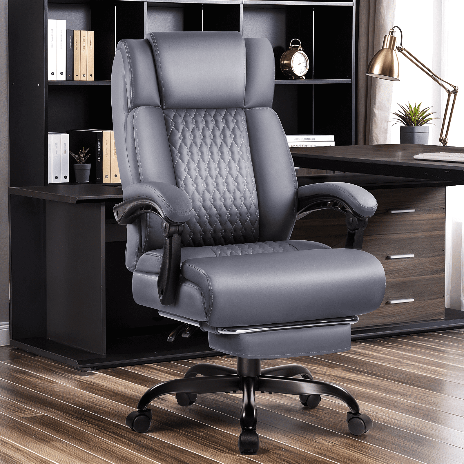Waleaf Office Chair with Footrest,90-165°Reclining Ergonomic High Back Computer Desk Chair Lumbar Support for Home Office