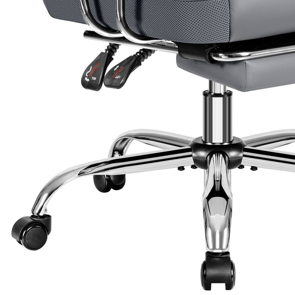 COOLHUT Big and Tall Office Chair 500LBS Wide Seat Ergonomic Computer Desk Chair, PU Leather Executive Office Chair with Footrest, Adjustable Task Chair Lumbar Back Support 8 Hour, Black