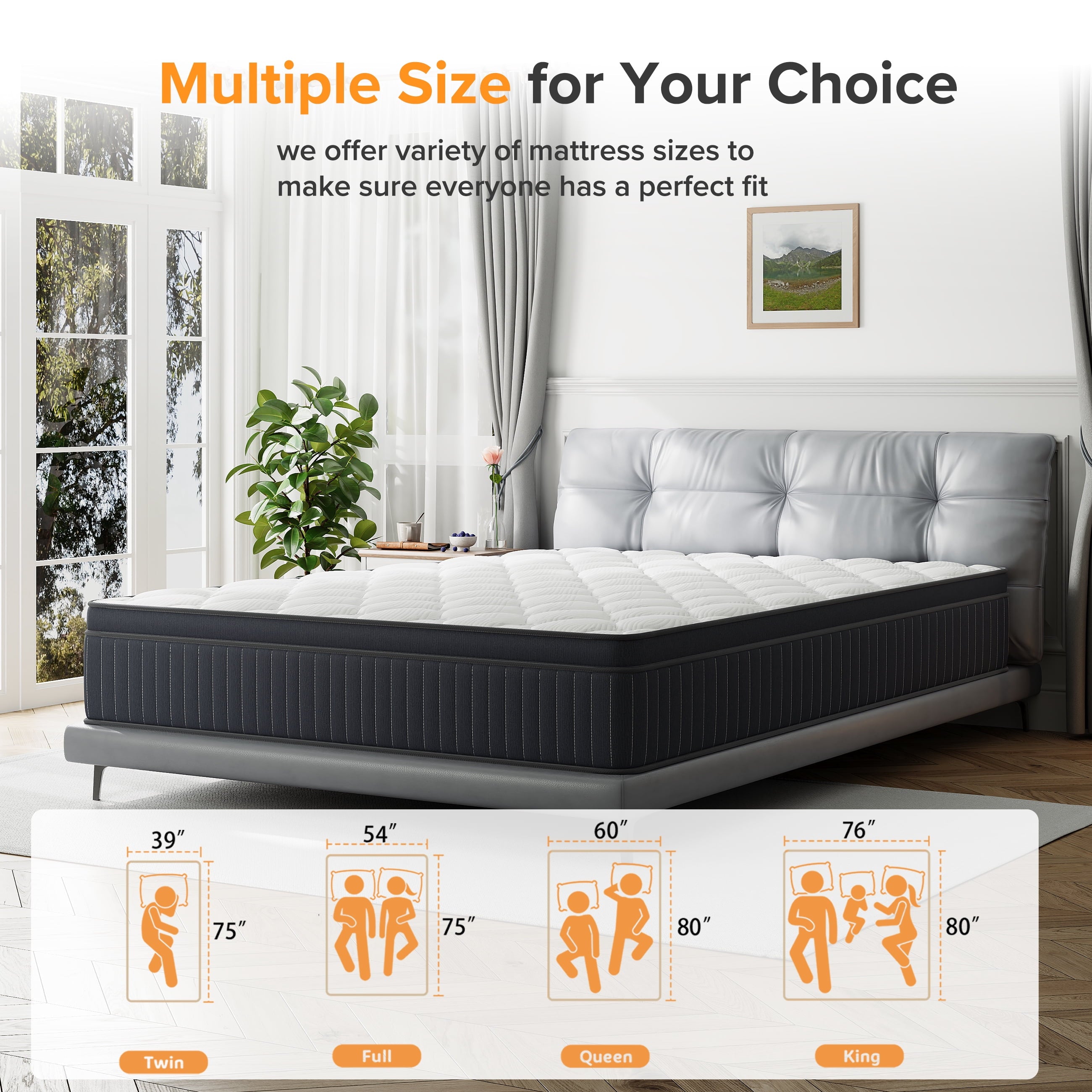 Babo Care 12 Inch Queen Mattress, Euro Top Hybrid Mattress, Medium Feel, Pocket Coils, Motion Isolation
