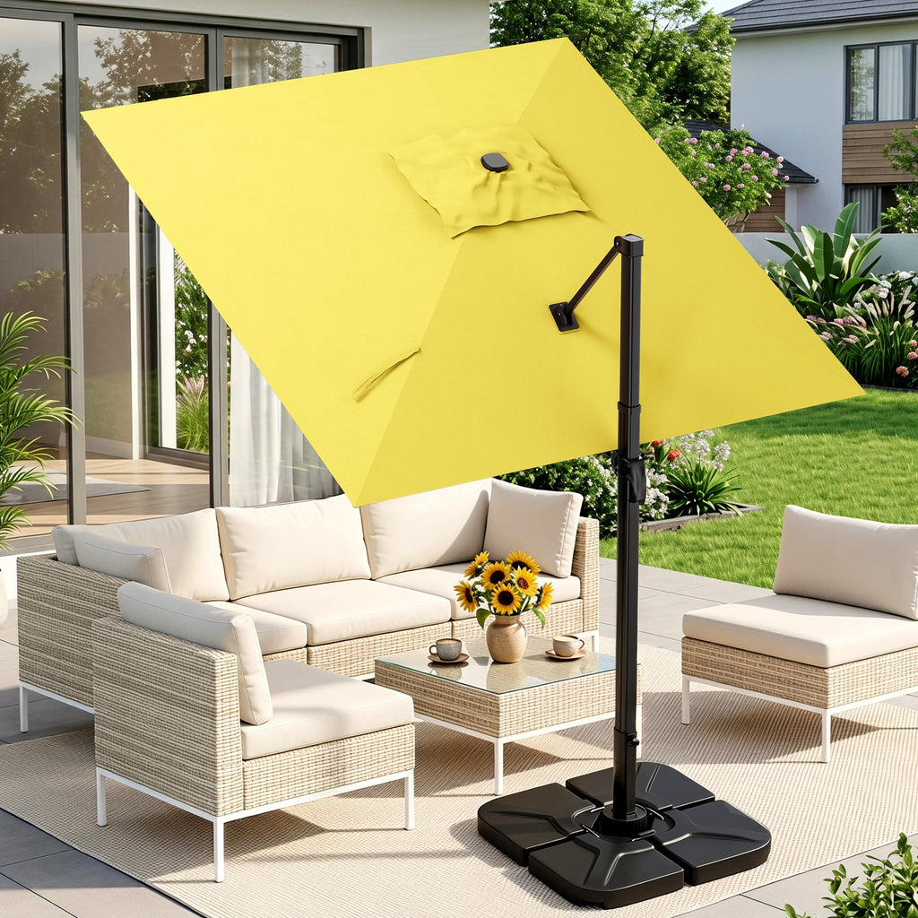Easthome 10 × 10FT Square Cantilever Patio Umbrella, 360° Rotating Offset Umbrella with Crank, 8 ribs, Outdoor Hanging Roman Umbrella for Garden Deck Backyard, Red