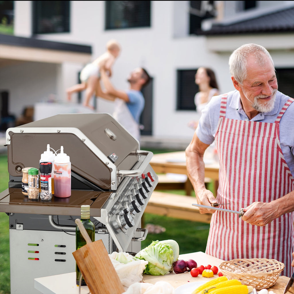 Royal Gourmet 6-Burner GA6402C BBQ Gas Grill with Sear Burner and Side Burner, 74,000 BTU