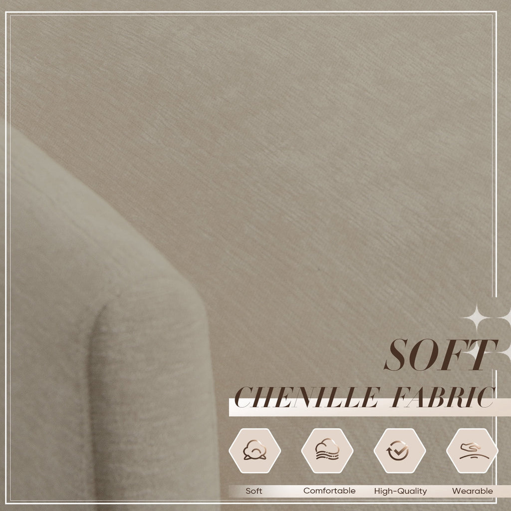 Muumblus Sectional Sofa Cloud Couch with Reversible Ottoman, L-Shaped Chenille Sofa for Living Rooms, Beige