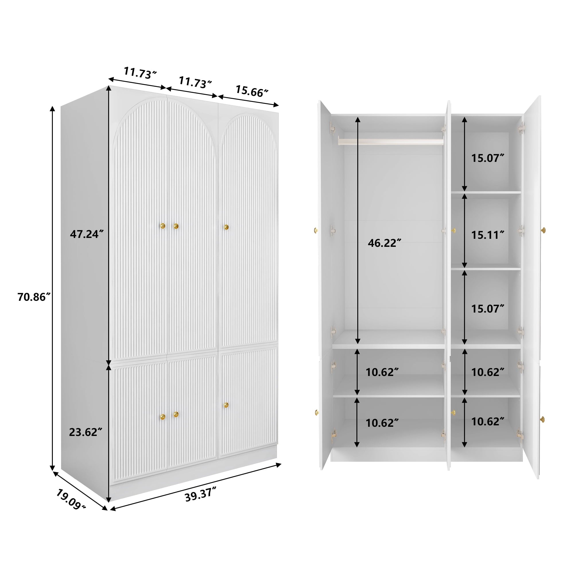 Wirrytor Freestanding Wooden Armoire Wardrobe with 2 Woven Doors and Storage Drawers, Space-Saving Closet Cabinet for Bedroom, Sturdy Mdf Board Closet with Hanging Rail