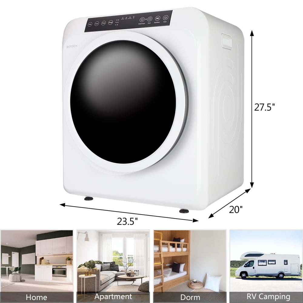 VINGLI 13.2LB Portable Clothes Dryer, 3.5 Cu.Ft Front Load Laundry Electric Tumble Dryer with LCD Touch Screen, UV Disinfection for Apartment, Home, Dorm-110V, Luxury Grey