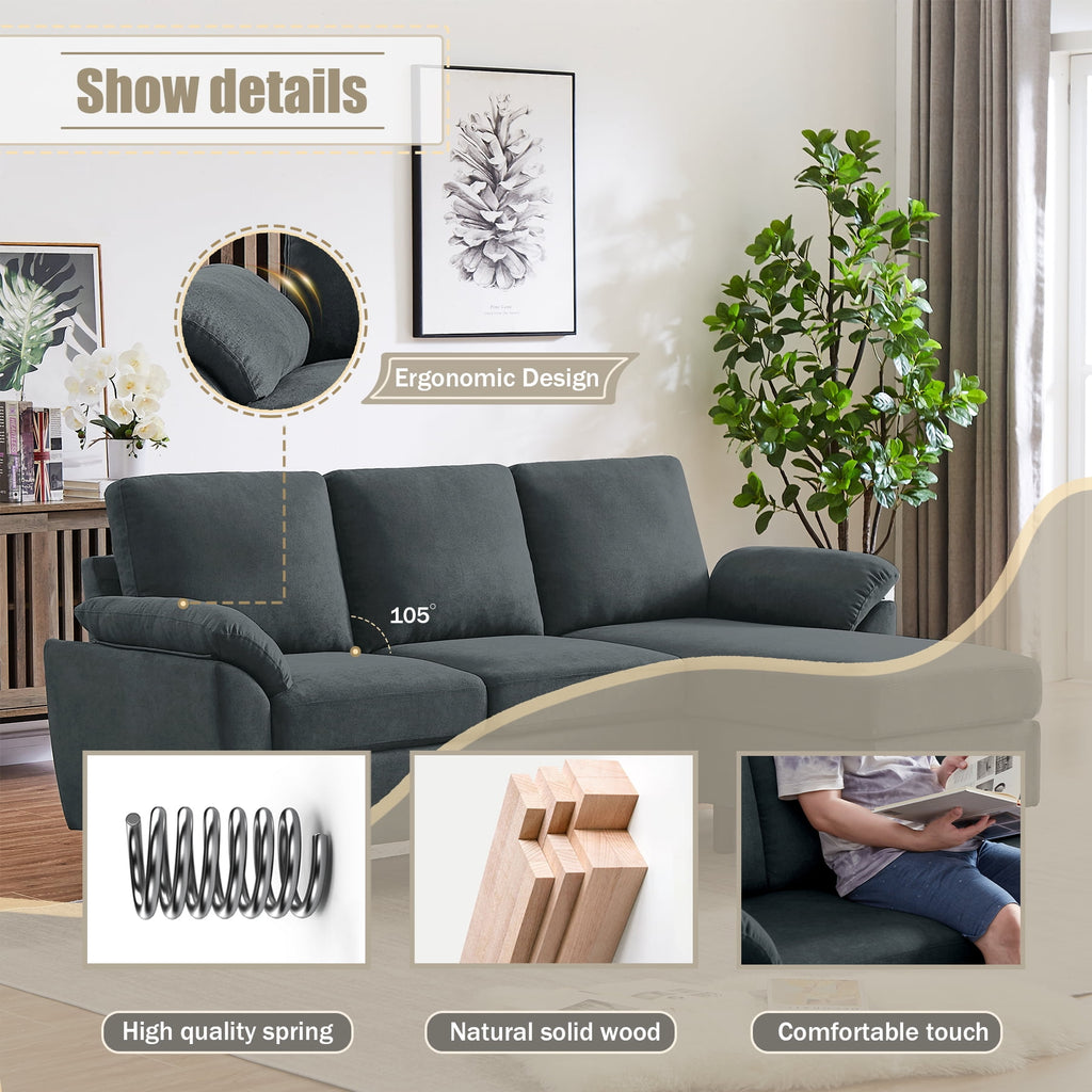 Jarenie 80 Convertible Sectional Sofa, Small L Shaped 3 Seat Couch with Reversible Storage Chaise, Modern Polyester Fabric Sofa Couches for Living Room, Apartment and Small Space, Beige