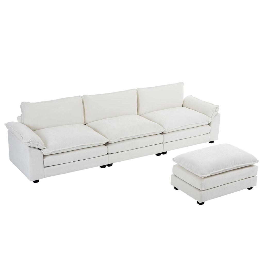 Ktaxon Sectional Sofa L Shaped Couch with Chaise Living Room Sleeper Set, 2 Seats with Chenille and Double Layer Cushions 86 W Beige