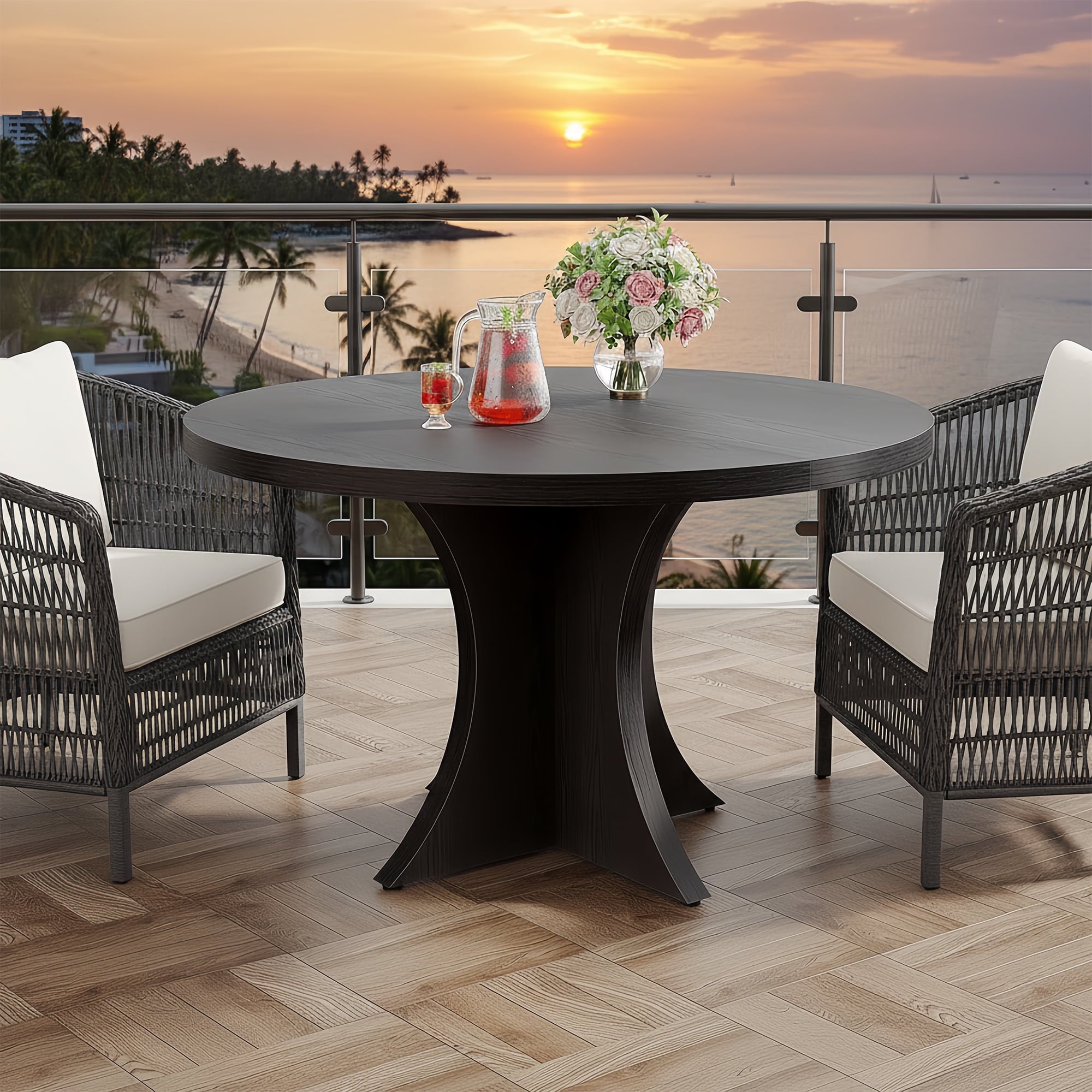 Modern Faux Marble Dining Table, 63 Rectangular 4-6 Seater Wood Table with Sturdy Base, Kitchen Living Room Dinner Table