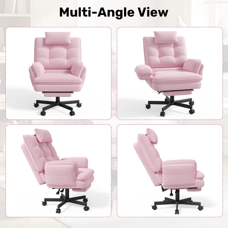 Hawsaiy Big and Tall Office Chair with Footrest, Ergonomic Executive Desk Chair with Flip-Up Arms, Reclining High Back Computer Chair with Headrest & Side Pockets, White