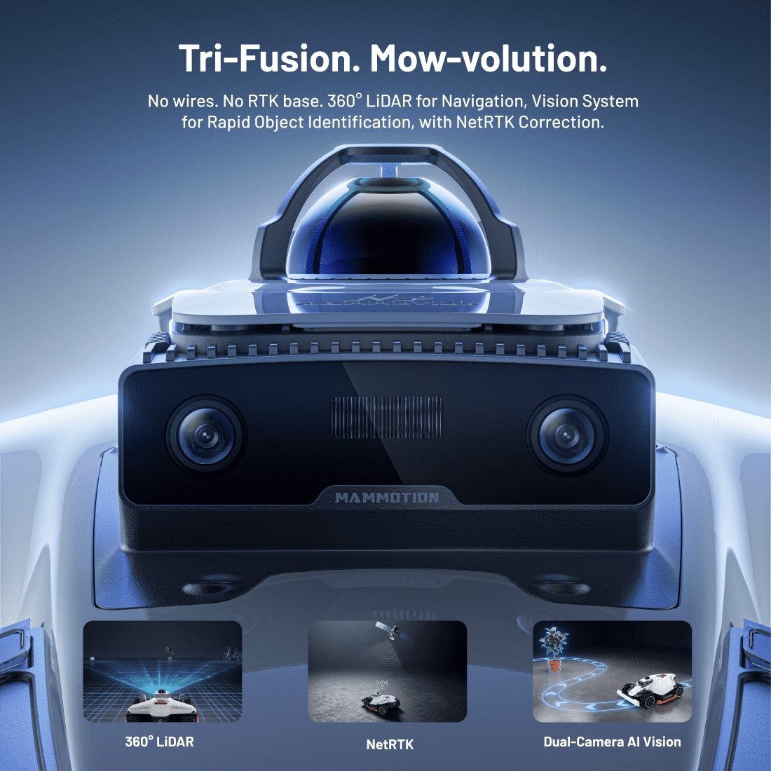 Mammotion LUBA 3 AWD 5000 Robot Lawn Mower， for 1.25 Acres, 360° LiDAR+RTK+AI Vision Tri-Fusion Positioning